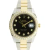 Rolex Stainless Steel and 18 Karat Yellow Gold Datejust 41, Custom Set Diamond Bezel