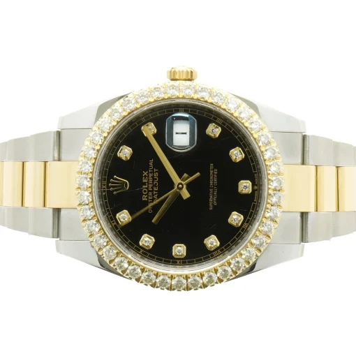 Rolex Stainless Steel and 18 Karat Yellow Gold Datejust 41, Custom Set Diamond Bezel