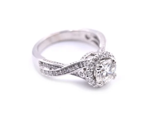 Round Brilliant Cut 1.14 Carat Diamond 14k White Gold Engagement Ring