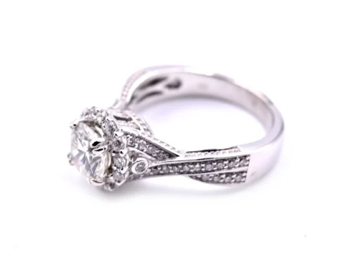 Round Brilliant Cut 1.14 Carat Diamond 14k White Gold Engagement Ring