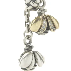 Saint Sterling Silver & 14 Karat Yellow Gold Double Bee Lariat Necklace