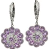 Salavetti 18 Karat White Gold Pink Sapphire and Diamond Floral Drop Earrings