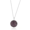 Salavetti 18 Karat White Gold Pave Pink Sapphire and Diamond Disc Necklace