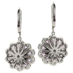 Salavetti 18 Karat White Gold Pink Sapphire and Diamond Floral Drop Earrings