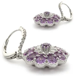 Salavetti 18 Karat White Gold Pink Sapphire and Diamond Floral Drop Earrings