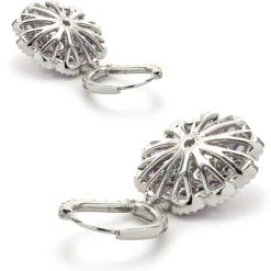 Salavetti 18 Karat White Gold Pink Sapphire and Diamond Floral Drop Earrings