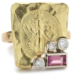Seidengang 18 & 14 Karat Yellow Gold Diamond and Pink Tourmaline Ring