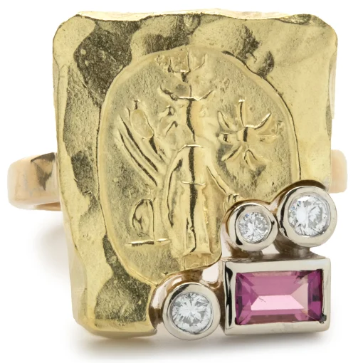 Seidengang 18 & 14 Karat Yellow Gold Diamond and Pink Tourmaline Ring