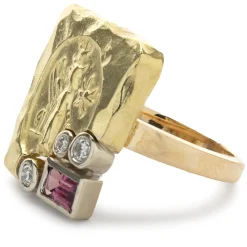 Seidengang 18 & 14 Karat Yellow Gold Diamond and Pink Tourmaline Ring