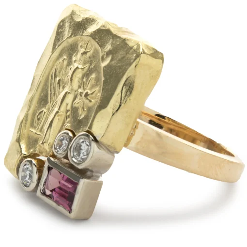 Seidengang 18 & 14 Karat Yellow Gold Diamond and Pink Tourmaline Ring