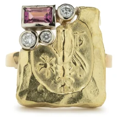 Seidengang 18 & 14 Karat Yellow Gold Diamond and Pink Tourmaline Ring