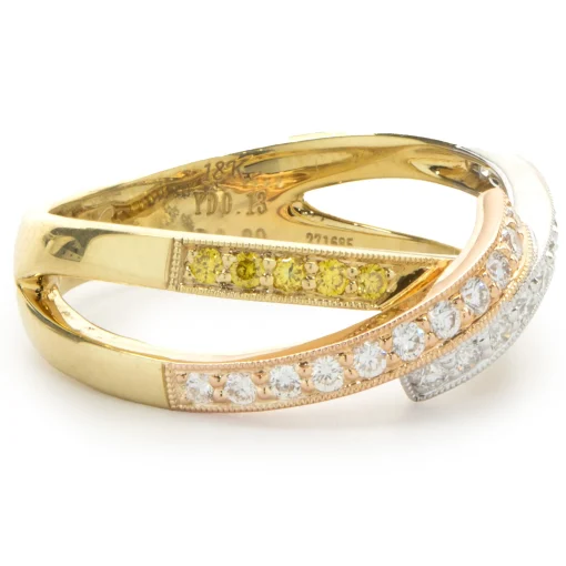 Simon G 18 Karat Tri-Tone Gold Diamond Band