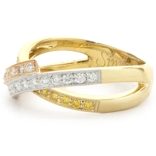 Simon G 18 Karat Tri-Tone Gold Diamond Band