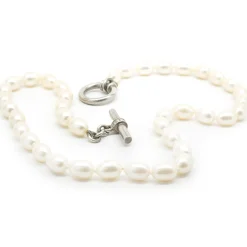 Slane & Slane Sterling Silver Diamond and Potato Pearl Necklace