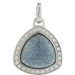 Soho Sterling Silver Turquoise Resin and Diamond Triangle Drop Pendant
