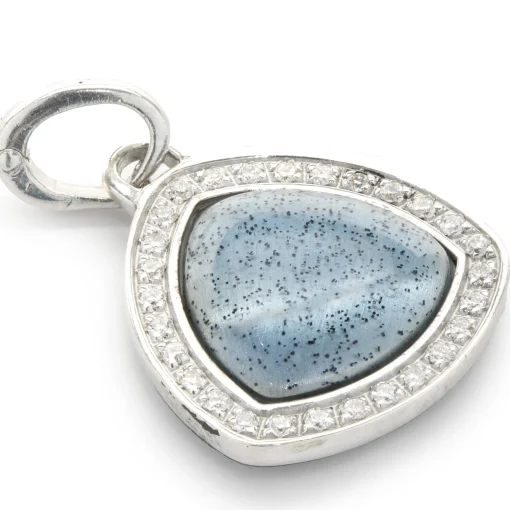 Soho Sterling Silver Turquoise Resin and Diamond Triangle Drop Pendant