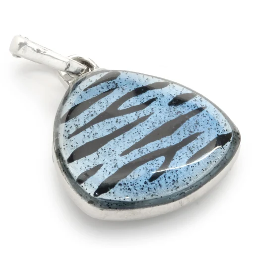 Soho Sterling Silver Turquoise Resin and Diamond Triangle Drop Pendant