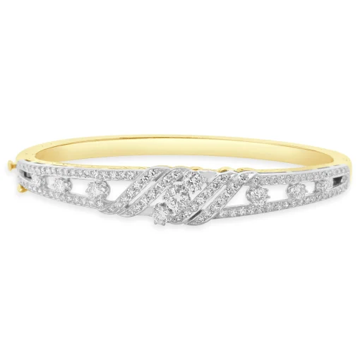 Spritzer & Furmann 14 Karat Yellow & White Gold Vintage Diamond Bangle Bracelet