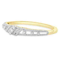 Spritzer & Furmann 14 Karat Yellow & White Gold Vintage Diamond Bangle Bracelet