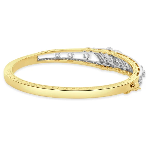 Spritzer & Furmann 14 Karat Yellow & White Gold Vintage Diamond Bangle Bracelet