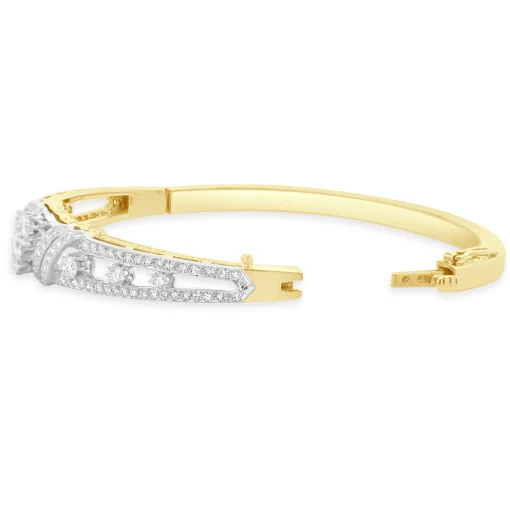 Spritzer & Furmann 14 Karat Yellow & White Gold Vintage Diamond Bangle Bracelet
