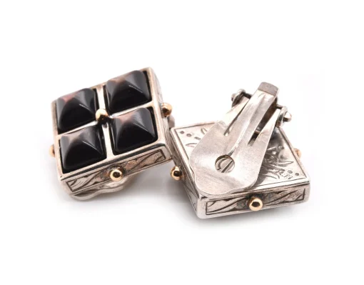 Stephen Dweck 18k Yellow Gold and Sterling Silver Mother-of-Pearl Clip-On Earrings
