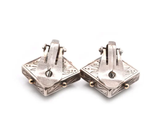 Stephen Dweck 18k Yellow Gold and Sterling Silver Mother-of-Pearl Clip-On Earrings