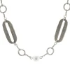 Stephen Dweck Sterling Silver Pearl Station Necklace