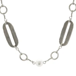 Stephen Dweck Sterling Silver Pearl Station Necklace