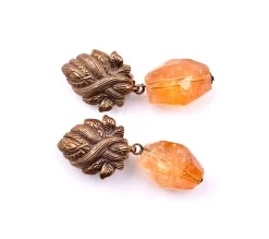 Stephen Dweck Sterling Silver Faceted Citrine Nugget Drop Earrings