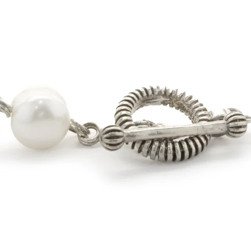Stephen Dweck Sterling Silver Pearl Station Necklace