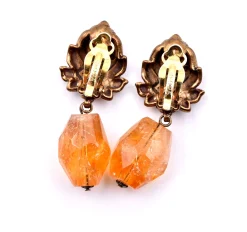 Stephen Dweck Sterling Silver Faceted Citrine Nugget Drop Earrings