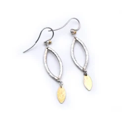 Sterling Silver and 18k Yellow Gold Dangle Earrings
