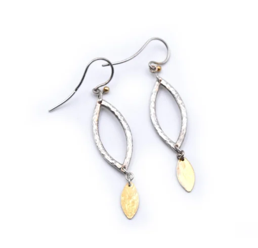 Sterling Silver and 18k Yellow Gold Dangle Earrings
