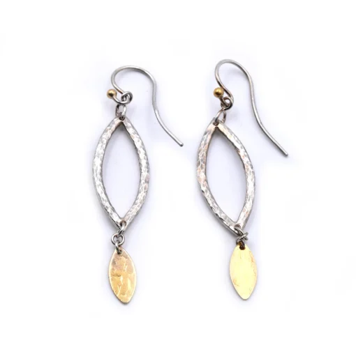 Sterling Silver and 18k Yellow Gold Dangle Earrings