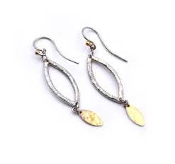 Sterling Silver and 18k Yellow Gold Dangle Earrings
