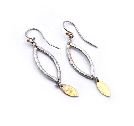 Sterling Silver and 18k Yellow Gold Dangle Earrings