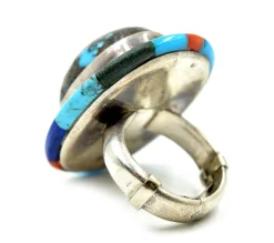 Sterling Silver and Turquoise Ring with Gemstone Inlay