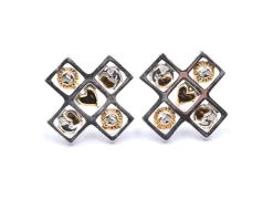 Sterling Silver Cross Earrings Signed "Sergio Bustamante"