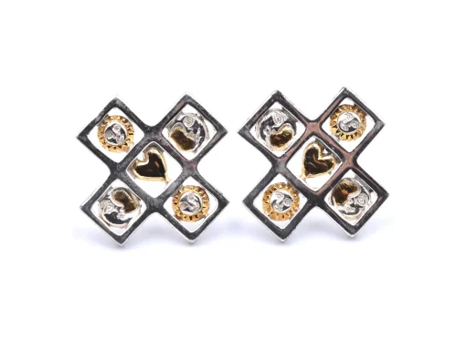Sterling Silver Cross Earrings Signed "Sergio Bustamante"