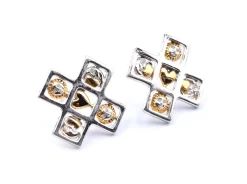 Sterling Silver Cross Earrings Signed "Sergio Bustamante"