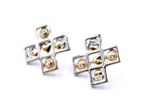 Sterling Silver Cross Earrings Signed "Sergio Bustamante"