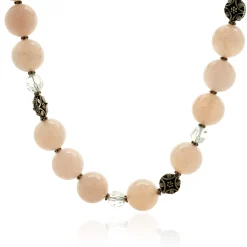 Sterling Silver Double Strand Rose Quartz Necklace