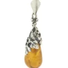 Sterling Silver Floral Amber Pendant