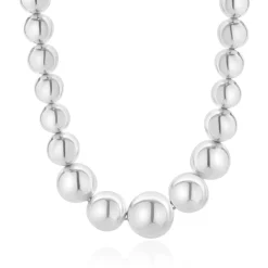 Sterling Silver Graduated Beaded Necklace