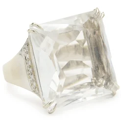 Sterling Silver Princess Cut Crystal Ring