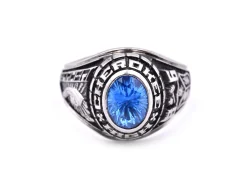 Sterling Silver Synthetic Sapphire 1986 Cherokee H.S. Ladies Class Ring