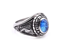 Sterling Silver Synthetic Sapphire 1986 Cherokee H.S. Ladies Class Ring