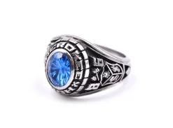 Sterling Silver Synthetic Sapphire 1986 Cherokee H.S. Ladies Class Ring