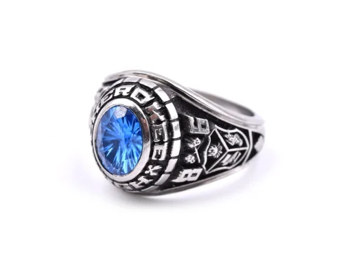 Sterling Silver Synthetic Sapphire 1986 Cherokee H.S. Ladies Class Ring